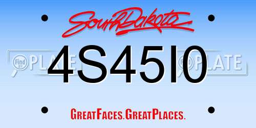 4S45I0 South Dakota License Plate