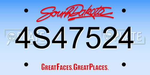 4S47524 South Dakota License Plate
