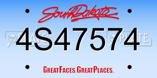 4S47574 South Dakota License Plate