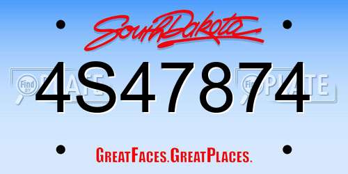 4S47874 South Dakota License Plate