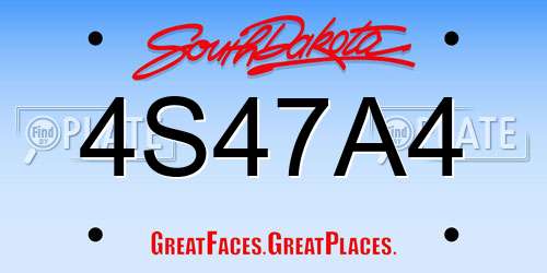 4S47A4 South Dakota License Plate
