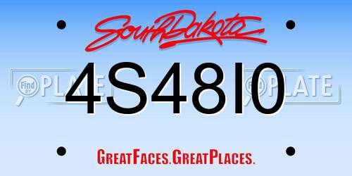 4S48I0 South Dakota License Plate