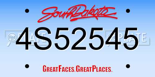 4S52545 South Dakota License Plate
