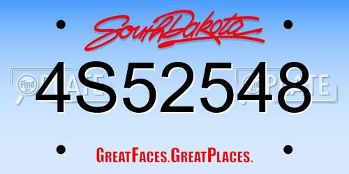4S52548 South Dakota License Plate