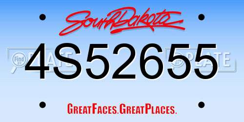 4S52655 South Dakota License Plate