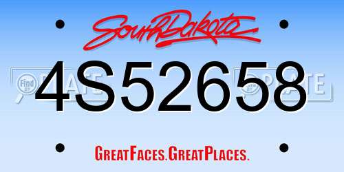 4S52658 South Dakota License Plate