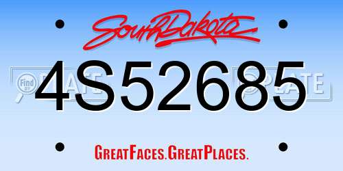 4S52685 South Dakota License Plate