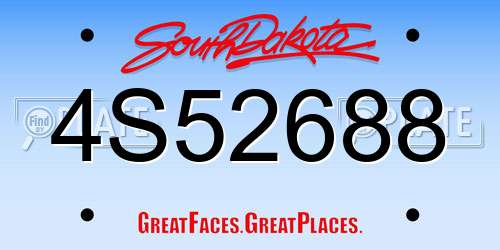 4S52688 South Dakota License Plate