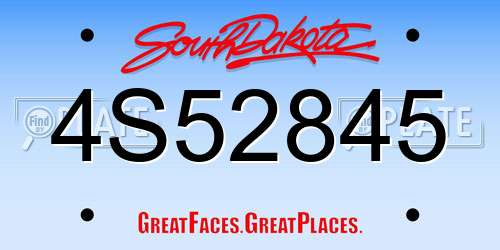 4S52845 South Dakota License Plate