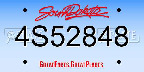4S52848 South Dakota License Plate