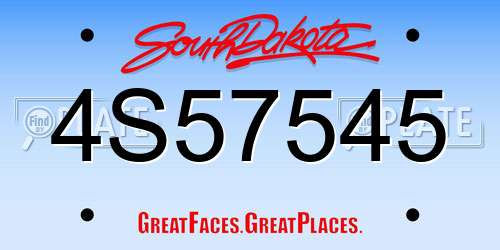 4S57545 South Dakota License Plate