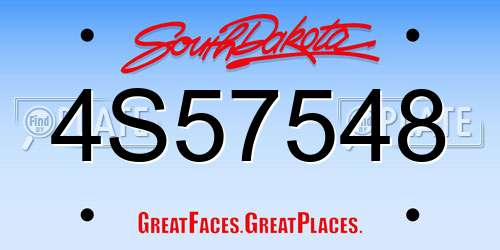 4S57548 South Dakota License Plate