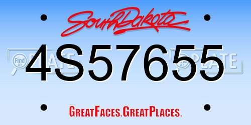 4S57655 South Dakota License Plate