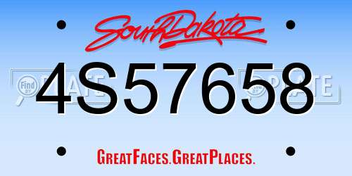 4S57658 South Dakota License Plate