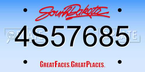 4S57685 South Dakota License Plate