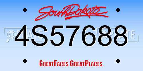 4S57688 South Dakota License Plate