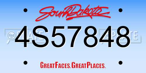 4S57848 South Dakota License Plate