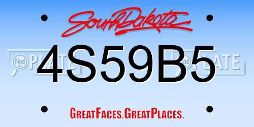 4S59B5 South Dakota License Plate