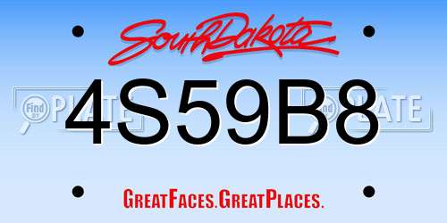 4S59B8 South Dakota License Plate