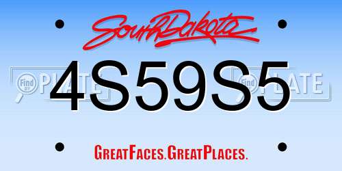 4S59S5 South Dakota License Plate