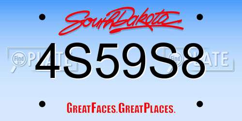 4S59S8 South Dakota License Plate