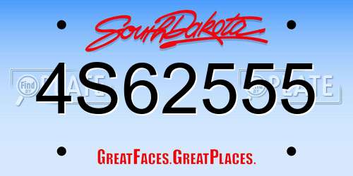 4S62555 South Dakota License Plate