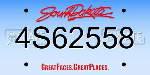 4S62558 South Dakota License Plate