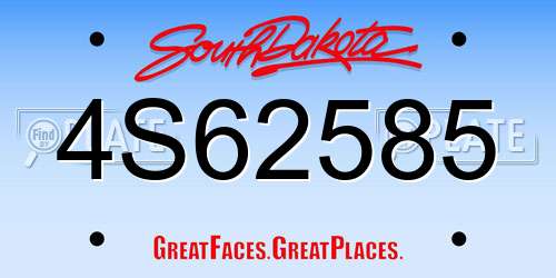 4S62585 South Dakota License Plate
