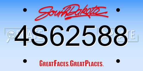 4S62588 South Dakota License Plate