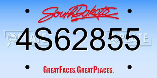 4S62855 South Dakota License Plate