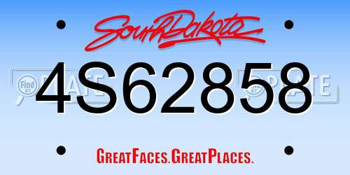 4S62858 South Dakota License Plate