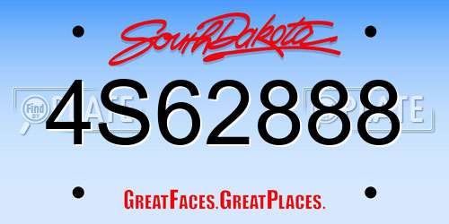 4S62888 South Dakota License Plate