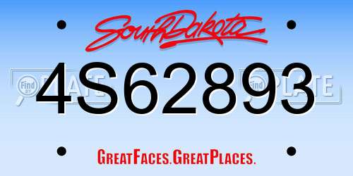 4S62893 South Dakota License Plate