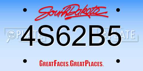 4S62B5 South Dakota License Plate