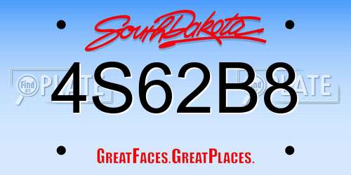 4S62B8 South Dakota License Plate