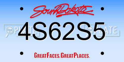 4S62S5 South Dakota License Plate