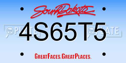4S65T5 South Dakota License Plate
