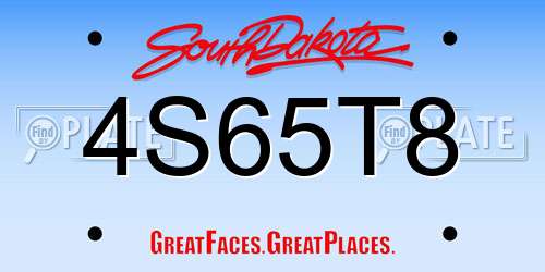 4S65T8 South Dakota License Plate