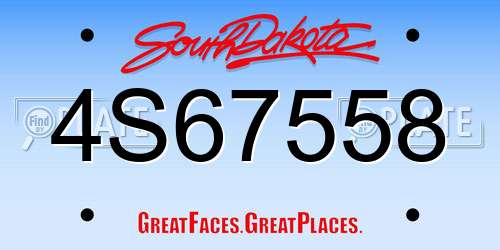 4S67558 South Dakota License Plate