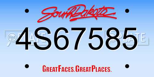 4S67585 South Dakota License Plate