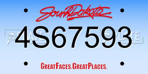 4S67593 South Dakota License Plate