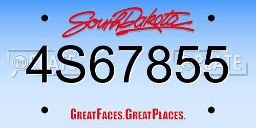 4S67855 South Dakota License Plate
