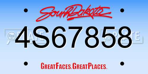 4S67858 South Dakota License Plate