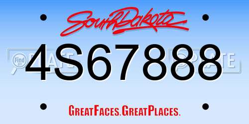 4S67888 South Dakota License Plate