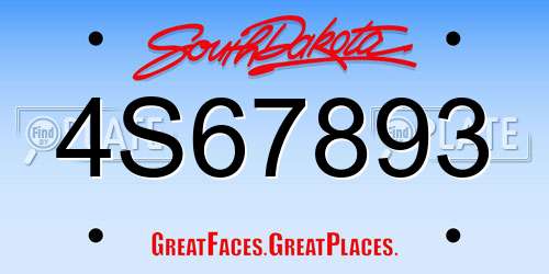 4S67893 South Dakota License Plate