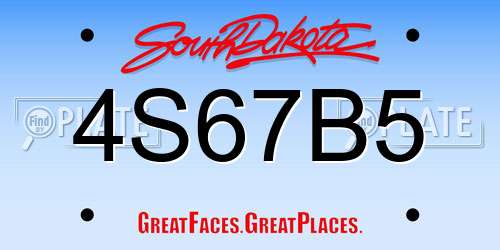 4S67B5 South Dakota License Plate
