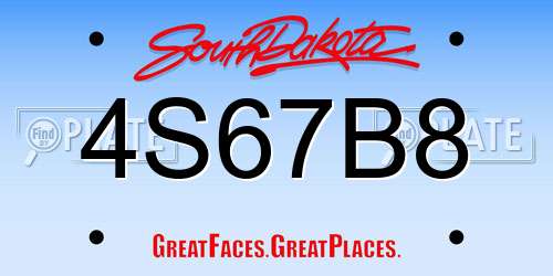 4S67B8 South Dakota License Plate