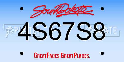 4S67S8 South Dakota License Plate
