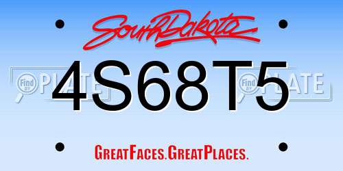 4S68T5 South Dakota License Plate