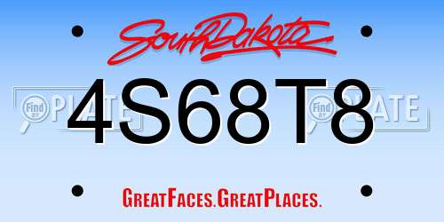 4S68T8 South Dakota License Plate